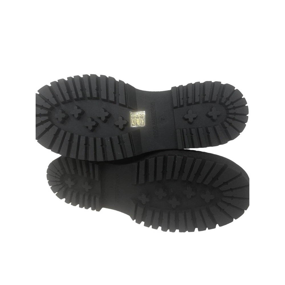 Good American Combat Boot Black Leather Lined Lug Sole Platform Sz 7-NWOB - Picture 8 of 8